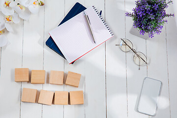 Image showing Message at wooden cubes on a desk background.