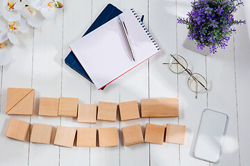 Image showing Message at wooden cubes on a desk background.