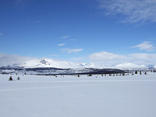 Image showing Snowy mountains