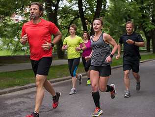 Image showing runners team on morning training