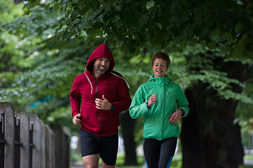 Image showing jogging couple on morning training