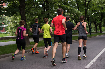 Image showing runners team on morning training