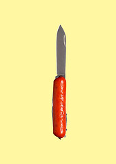 Image showing An alternative knife. Useful for unusual kitchen. Modern design. Contemporary art collage.