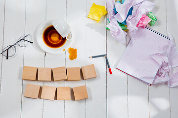 Image showing Message in wooden cubes on a desk background.