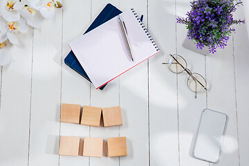 Image showing Message at wooden cubes on a desk background.