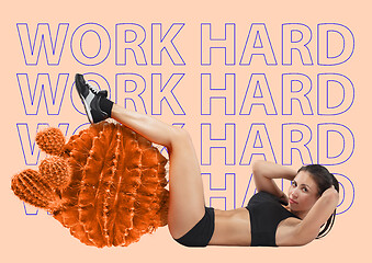 Image showing Work hard. Modern design. Contemporary art collage.