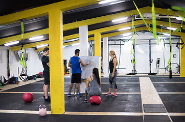 Image showing athletes getting instructions from trainer