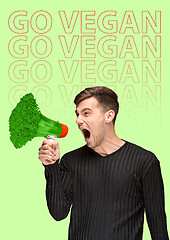 Image showing Vegan. Modern design. Contemporary art collage.