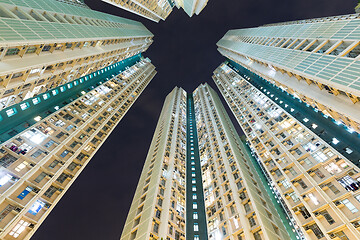 Image showing Apartment building to the sky at night