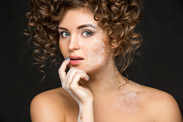 Image showing beautiful girl with curly hairdo