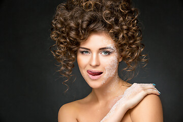 Image showing beautiful girl with curly hairdo