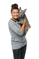 Image showing girl with thai ridgeback puppy