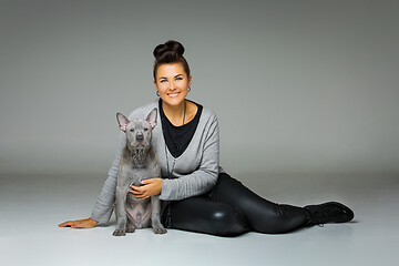 Image showing girl with thai ridgeback puppy