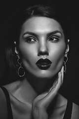 Image showing beautiful girl with black lips