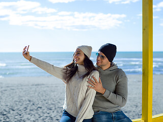 Image showing Gorgeous couple taking Selfie picture