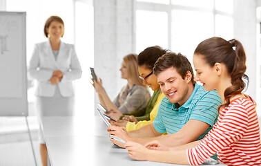 Image showing high school students with tablet computers