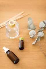 Image showing aroma reed diffuser, essential oil and eucalyptus