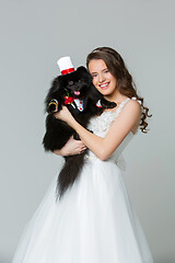 Image showing bride girl with spitz goom in wedding suit