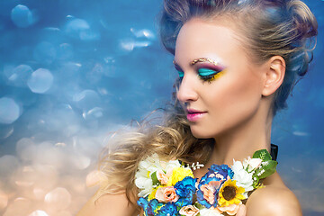 Image showing beautiful girl with flower accessories