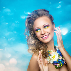 Image showing beautiful girl with flower accessories