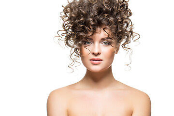 Image showing beautiful girl with curly hairdo