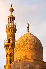 Image showing The Aqsunqur mosque in Cairo Egypt at sunset