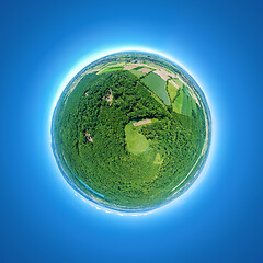 Image showing little planet rural fields and forest south Germany