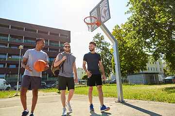 Image showing group of male friends going to play basketball