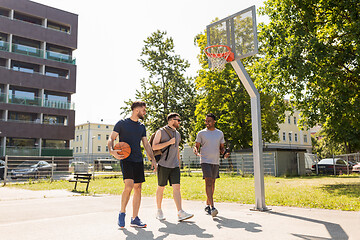 Image showing group of male friends going to play basketball