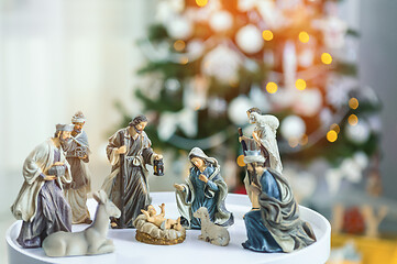 Image showing Christmas nativity scene; Jesus Christ, Mary and Joseph