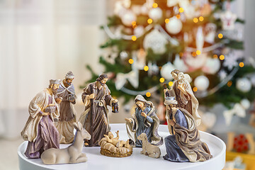 Image showing Christmas nativity scene; Jesus Christ, Mary and Joseph