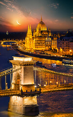 Image showing Night view of Budapest