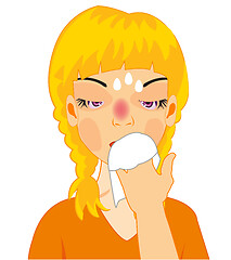 Image showing Vector illustration of the girl by sick flu