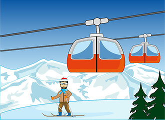 Image showing Lift in snow mountain on ski resort