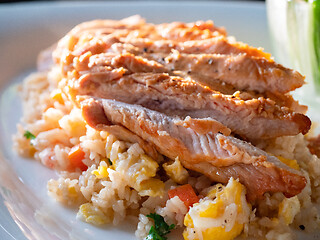 Image showing Fried rice with chicken