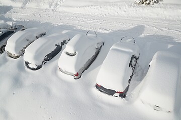 Image showing Winter parking cars