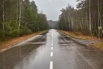 Image showing Autumn Wet Road