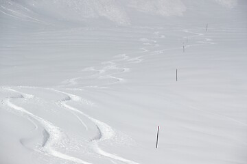 Image showing Ski Slope with Fresh Curves