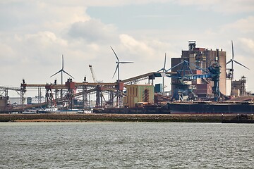 Image showing Industrial harbor with rusty structures