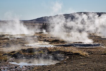 Image showing Geothermal hot pools steaming in Iceland