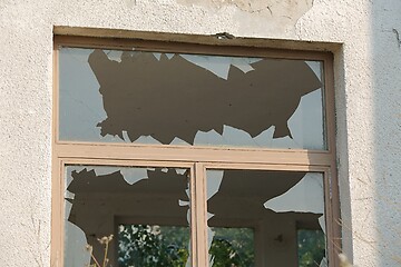 Image showing Broken window of abandoned building