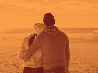 Image showing Couple chating and having fun at beach bar