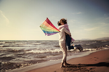 Image showing Couple enjoying time together at beach