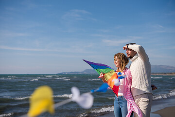 Image showing Couple enjoying time together at beach