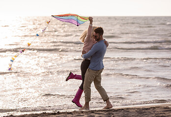 Image showing Couple enjoying time together at beach