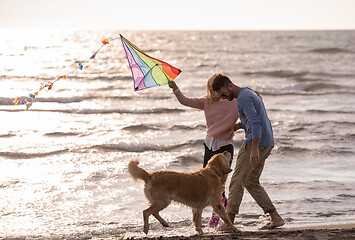 Image showing happy couple enjoying time together at beach