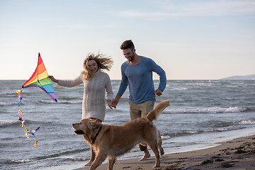 Image showing happy couple enjoying time together at beach