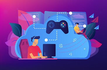 Image showing Cloud gaming concept vector illustration.