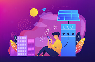 Image showing Eco recharge stations in smart city concept vector illustration.