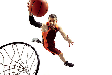 Image showing Full length portrait of a basketball player with ball